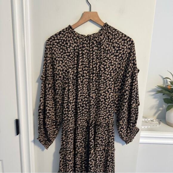 THE GREAT. Black Tan Floral Tiered Long Sleeve Maxi Dress 1 Small - Picture 16 of 16